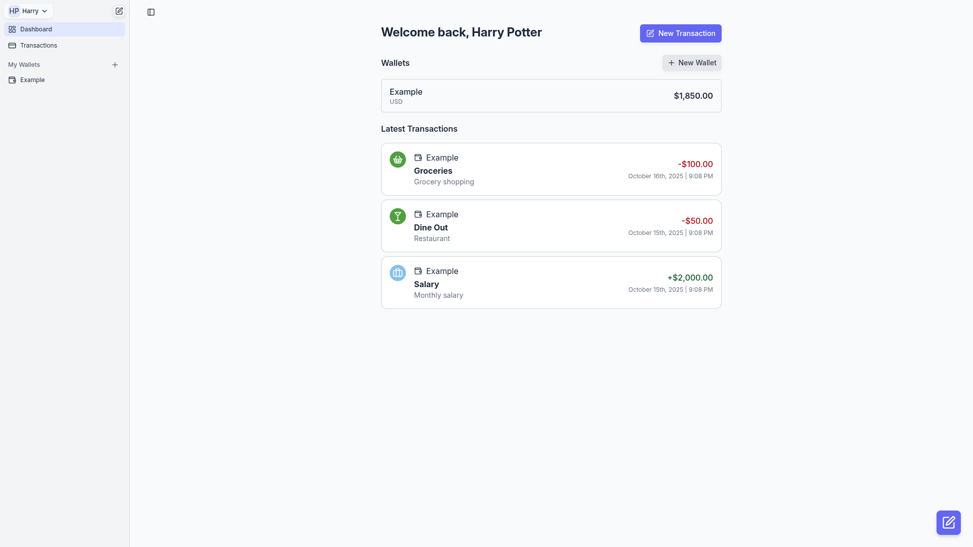 AnythingBudget app dashboard